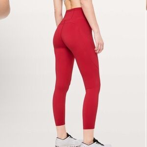 Lululemon Fast & Free 7/8 Tight II in Dark Red